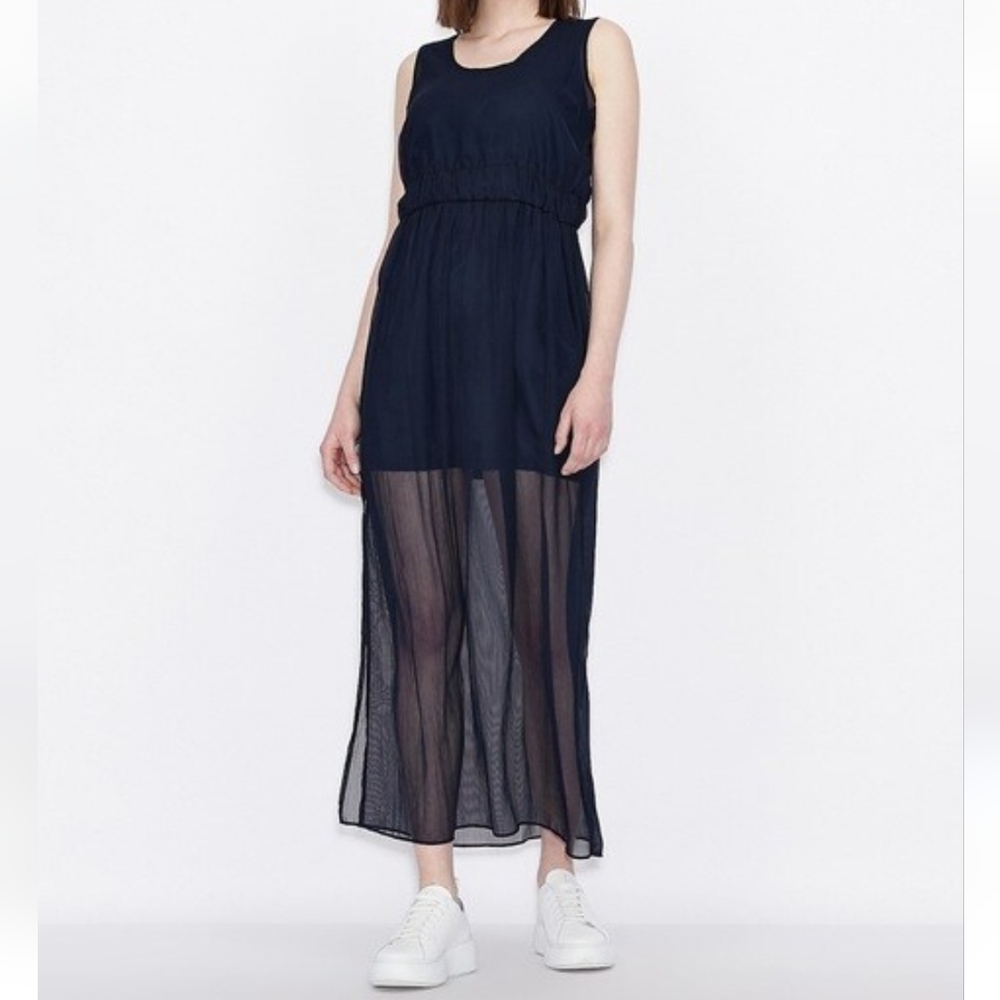 Armani Exchange‎ Women Long Dress Sz2 Mdnight Blue Day or Night Party Minimalist